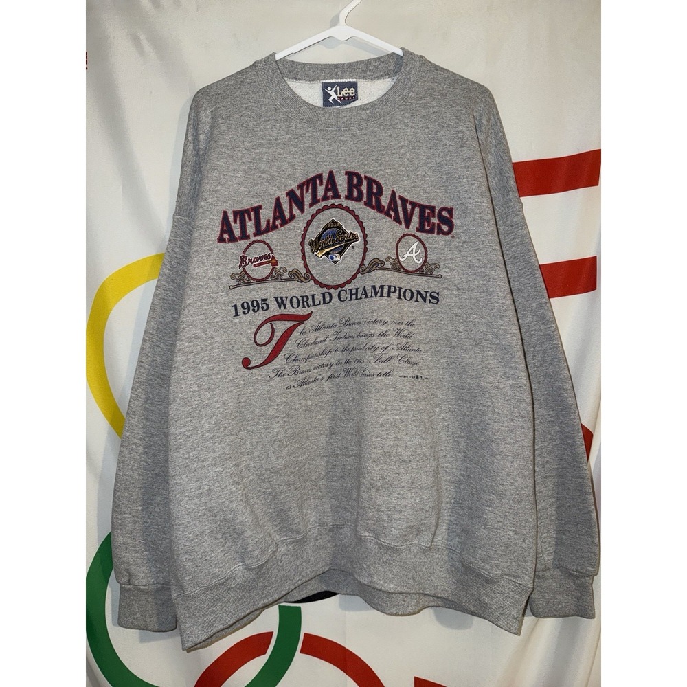 Vintage Lee Sport Atlanta Braves 1995 World Series Sweatshirt Crewneck 90s Gray